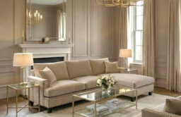 my furniture Brunswick Universal Corner Sofa - Taupe Velvet, Large L-Shaped Repositionable Footstool - thumbnail 3
