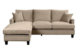 my furniture Brunswick Universal Corner Sofa - Taupe Velvet, Large L-Shaped Repositionable Footstool