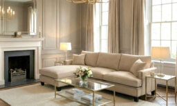 my furniture Brunswick Universal Corner Sofa - Taupe Velvet, Large L-Shaped Repositionable Footstool - thumbnail 2