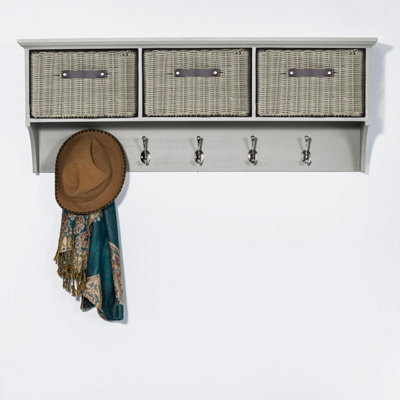 Statement Furniture Tetbury Hallway Coat Rack With 3 Storage Baskets - Dove Grey - image 1