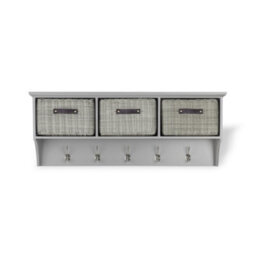 Statement Furniture Tetbury Hallway Coat Rack With 3 Storage Baskets - Dove Grey - thumbnail 2