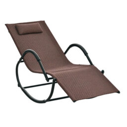 Outsunny Zero Gravity Rocking Lounge Chair Pillow Garden Outdoor Furniture Brown - thumbnail 2