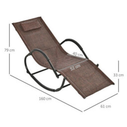 Outsunny Zero Gravity Rocking Lounge Chair Pillow Garden Outdoor Furniture Brown - thumbnail 3