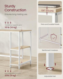 Songmics Modern Computer Desk, Office Workstation, Study Table For Bedroom Living Room, Natural Beige And Pearl White - thumbnail 4