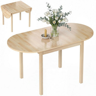 Foldable Dining Table, Solid Wood Drop Leaf Table, Natural - image 1