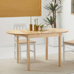 Foldable Dining Table, Solid Wood Drop Leaf Table, Natural - thumbnail 5