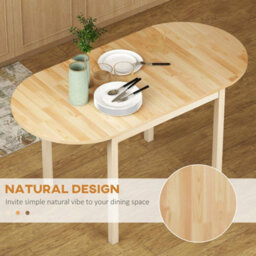 Foldable Dining Table, Solid Wood Drop Leaf Table, Natural - thumbnail 6