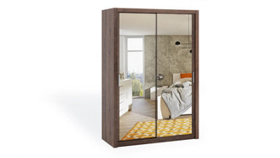Arte Bono Mirrored Sliding Door Wardrobe In Oak Monastery - Optimised Storage For Contemporary Spaces - W1500mm X H2150mm X D620mm - image 1