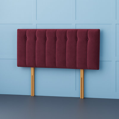 Comfy Deluxe 5Ft Kingsize Florence Maroon Plush Velvet 26Inch Headboard