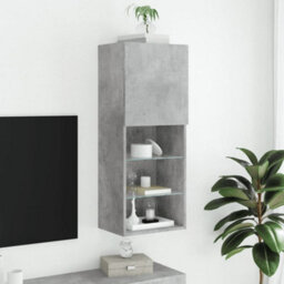 Berkfield Durable Tv Cabinet With Led Lights Concrete Grey 40.5X30X102 Cm - thumbnail 4
