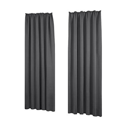 Deconovo Thermal Insulated Curtains Blackout Curtains Pencil Pleat Curtains For Bedroom Dark Grey W55 X L69 Inch 2 Panels - image 1