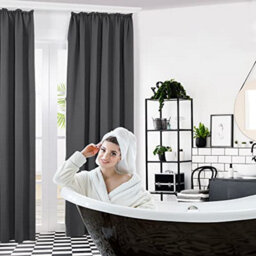 Deconovo Thermal Insulated Curtains Blackout Curtains Pencil Pleat Curtains For Bedroom Dark Grey W55 X L69 Inch 2 Panels - thumbnail 5
