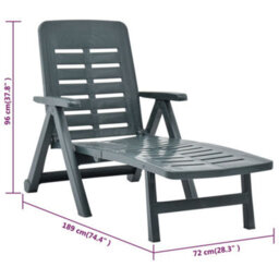 Berkfield Folding Sun Lounger Plastic Green - thumbnail 9