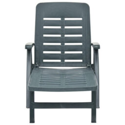 Berkfield Folding Sun Lounger Plastic Green - thumbnail 2