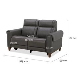 Aiden & Ivy Spencer 2 Seater Grey Leather Power Reclining Sofa Dual Recliners, Power Headrests, Solid Wood Legs, Modern Comfort - thumbnail 2