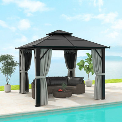 Outsunny 3X3(M) Polycarbonate Hardtop Gazebo With Aluminium Frame, Grey - image 1