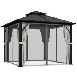 Outsunny 3X3(M) Polycarbonate Hardtop Gazebo With Aluminium Frame, Grey - thumbnail 2