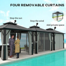 Outsunny 3X3(M) Polycarbonate Hardtop Gazebo With Aluminium Frame, Grey - thumbnail 6