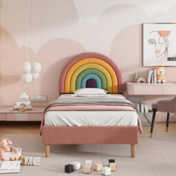 Matteo Chic Upholstered Bed 90X190 With Adjustable Headboard And Wooden Slat Support, Pink Velvet - thumbnail 5