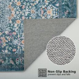 Decoranddecor Hallway Runners, Washable Rugs, Carpet Runner Rug, 60X240Cm, Non-Slip, Pet Friendly, Low Pile, Floral Rug - Zafira - thumbnail 2