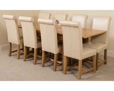 That's Furniture Richmond 140Cm - 220Cm Oak Extending Dining Table And 8 Chairs Dining Set With Washington Ivory Leather Chairs - image 1