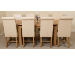 That's Furniture Richmond 140Cm - 220Cm Oak Extending Dining Table And 8 Chairs Dining Set With Washington Ivory Leather Chairs - thumbnail 2