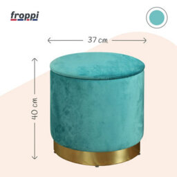 Froppi™ Premium 25L Storage Footstool, Teal Velvet Upholstered Ottoman Stool, Padded Vanity Stool, Round Footrest Stool D37 H40 Cm - thumbnail 2