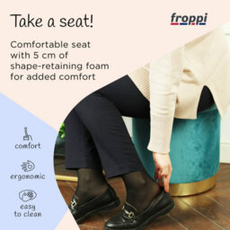 Froppi™ Premium 25L Storage Footstool, Teal Velvet Upholstered Ottoman Stool, Padded Vanity Stool, Round Footrest Stool D37 H40 Cm - thumbnail 5