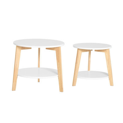 Sobuy Fbt75-W, Set Of 2 Nesting Tables Round Coffee Tables For Living Room, White - image 1