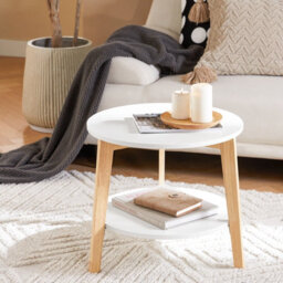 Sobuy Fbt75-W, Set Of 2 Nesting Tables Round Coffee Tables For Living Room, White - thumbnail 4