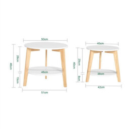 Sobuy Fbt75-W, Set Of 2 Nesting Tables Round Coffee Tables For Living Room, White - thumbnail 3