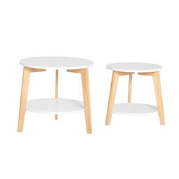 Sobuy Fbt75-W, Set Of 2 Nesting Tables Round Coffee Tables For Living Room, White - thumbnail 1