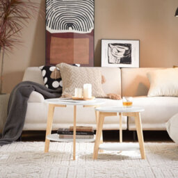 Sobuy Fbt75-W, Set Of 2 Nesting Tables Round Coffee Tables For Living Room, White - thumbnail 9