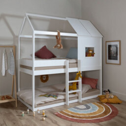 Nöa & Nani Noa & Nani Treehouse Kids Solid Wood Midsleeper Cabin Bunk Bed In Classic White Luka - thumbnail 1
