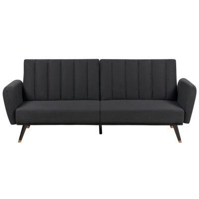 Beliani Sofa Bed 3 Seater Vimmerby Fabric Black - image 1