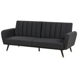 Beliani Sofa Bed 3 Seater Vimmerby Fabric Black - thumbnail 4