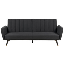 Beliani Sofa Bed 3 Seater Vimmerby Fabric Black - thumbnail 1