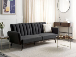 Beliani Sofa Bed 3 Seater Vimmerby Fabric Black - thumbnail 2