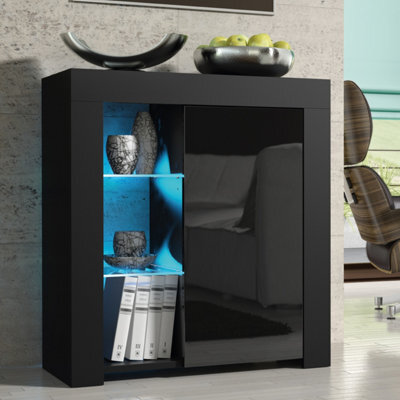 Sideboard Serene 83Cm - Black With Gloss Doors - image 1