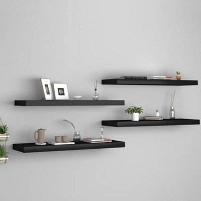 Berkfield Floating Wall Shelves 4 Pcs Black 80X23.5X3.8 Cm Mdf - image 1