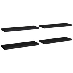 Berkfield Floating Wall Shelves 4 Pcs Black 80X23.5X3.8 Cm Mdf - thumbnail 2