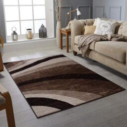 Living Room Rug Modern Abstract Wave Design Soft Pile Carpet For Bedroom Hallway Brown 160X230 Cm - thumbnail 1