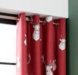 Catherine Lansfield Living Munro Stag Check 66X72 Inch Eyelet Curtains Two Panels Red - thumbnail 2