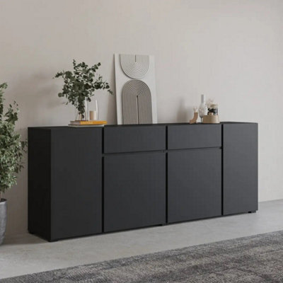 Arte Visby Sideboard Cabinet 195 Cm In Black - Dramatic Wide Storage With Sleek Hidden Compartments - image 1