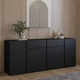 Arte Visby Sideboard Cabinet 195 Cm In Black - Dramatic Wide Storage With Sleek Hidden Compartments - thumbnail 5