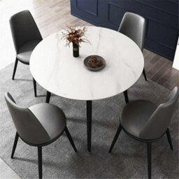 Fativo 80Cm Modern Round Solid Sintered Stone Marble Kitchen Room Dining Table Retro Lounge Table 2/4 Seats,white - thumbnail 1