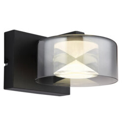 Luminosa Lighting Luminosa Belinda Integrated Led Wall Lamp Matt Black Smoke Glass Shade Led 4000K