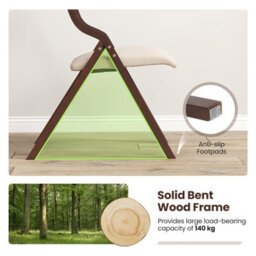 Costway Set Of 2 Padded Folding Chair Wooden Counter Dining Chairs W/ Linen Fabric Seat - thumbnail 5