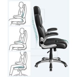 Songmics Office Chair With Adjustable Headrest, High Back 81 Cm, Racing Sport Swivel Chair, Flip-Up Armrest Executive Chair Pu, Black - thumbnail 5