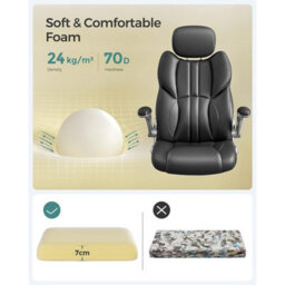 Songmics Office Chair With Adjustable Headrest, High Back 81 Cm, Racing Sport Swivel Chair, Flip-Up Armrest Executive Chair Pu, Black - thumbnail 6